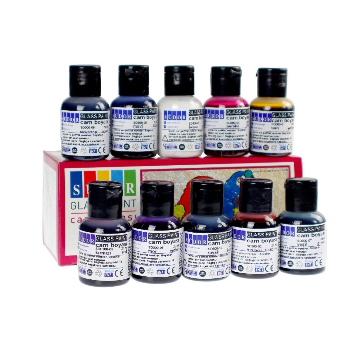 Südor Cam Boya Seti Solvent Bazlı 25ml 10lu