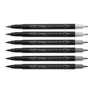 Lyra Aqua Brush Duo Çift Taraflı Fırça Uçlu Kalem 6lı Grey