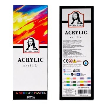 Mona Lisa Akrilik Boya Seti 12x22ml Neon + Pastel
