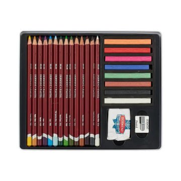 Derwent Pastel Collection Çizim Kalem Seti 24 Parça Metal Kutu