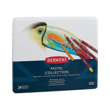 Derwent Pastel Collection Çizim Kalem Seti 24 Parça Metal Kutu
