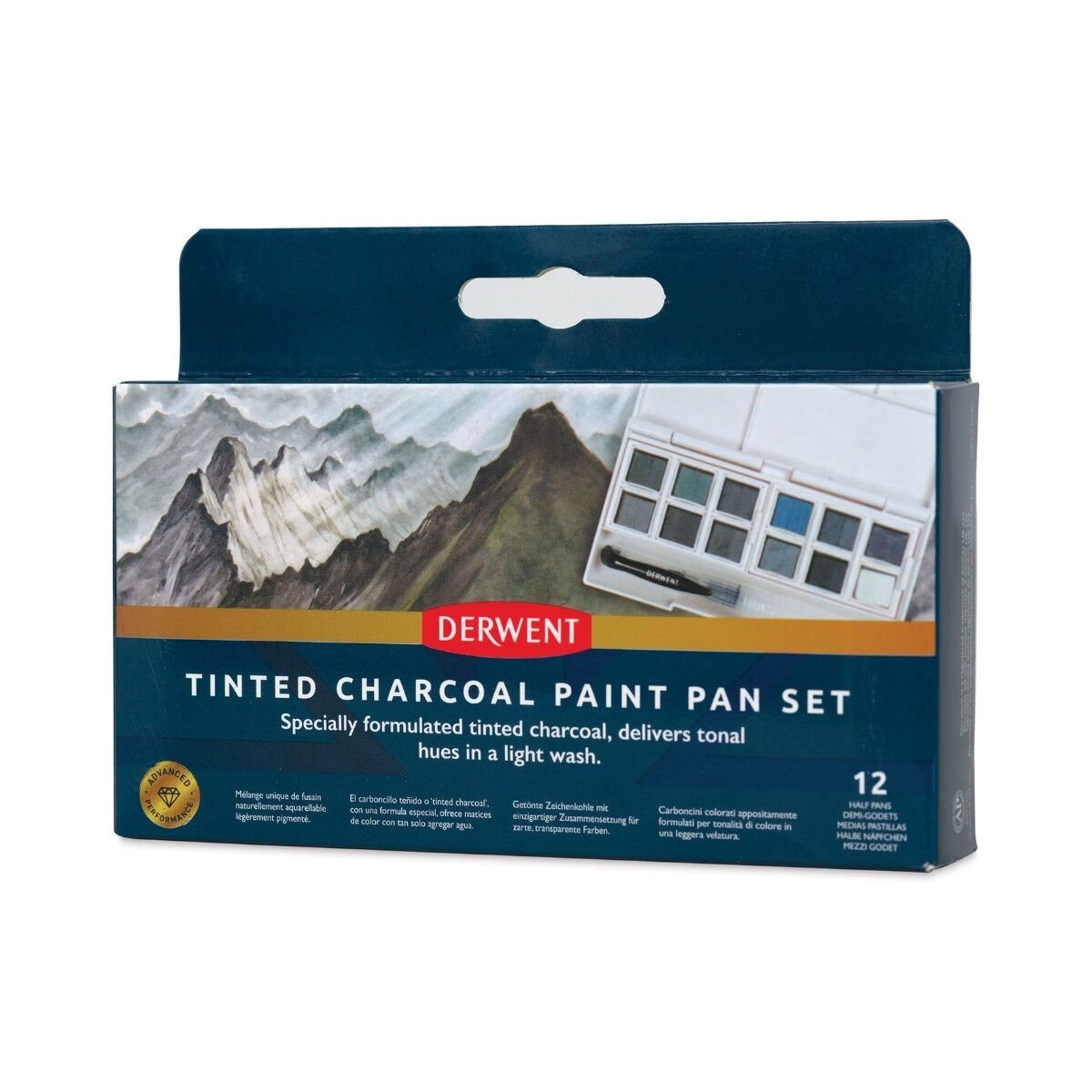 Derwent Kömür Mürekkep Tablet Sulu Boya Seti 12li
