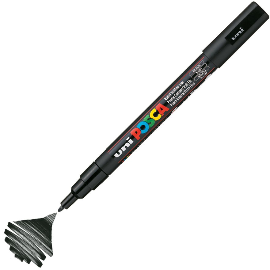 Uni Posca Marker Pc-3m Fine 0.9-1.3 Mm Black