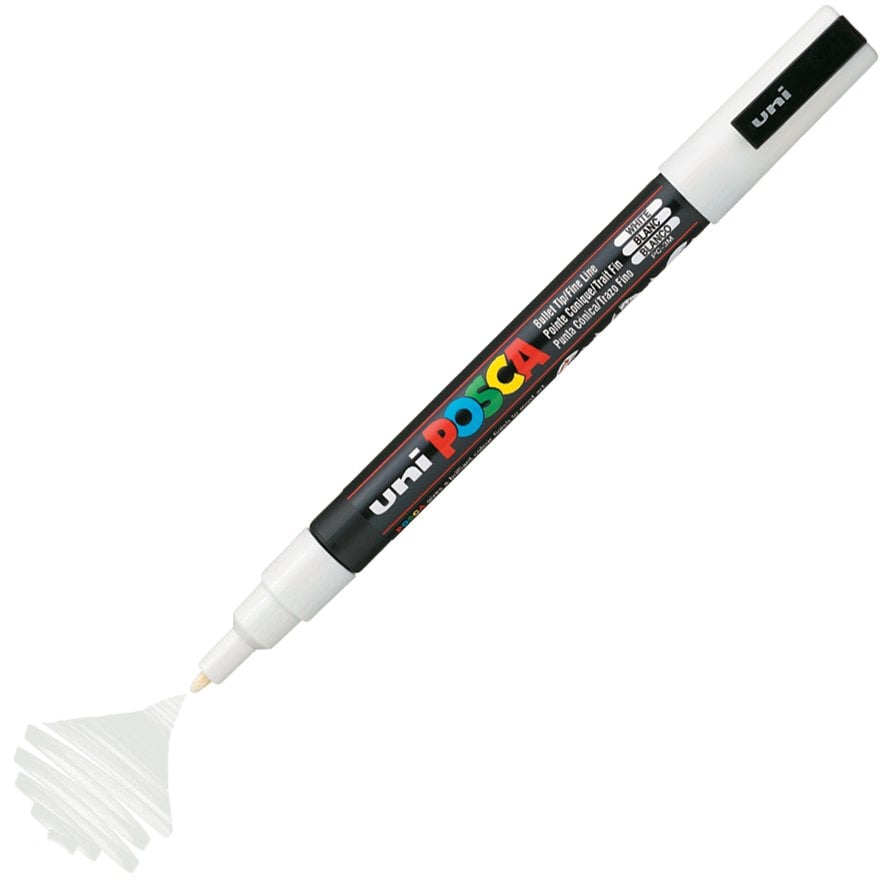 Uni Posca Marker Pc-3m Fine 0.9-1.3 Mm White