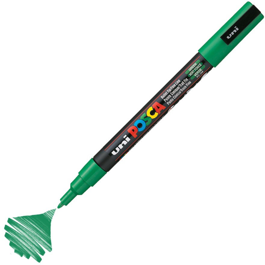 Uni Posca Marker Pc-3m Fine 0.9-1.3 Mm Green