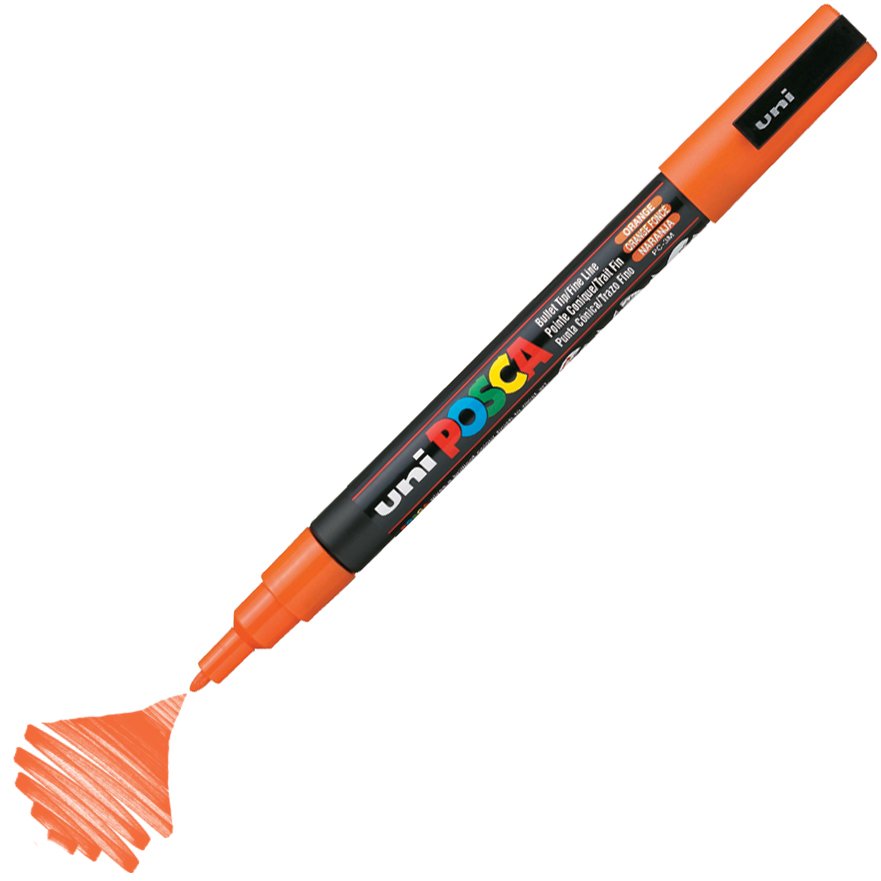 Uni Posca Marker Pc-3m Fine 0.9-1.3 Mm Orange