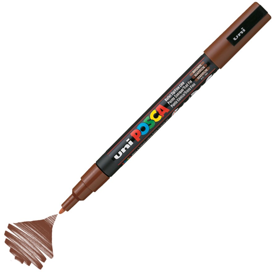 Uni Posca Marker Pc-3m Fine 0.9-1.3 Mm Brown