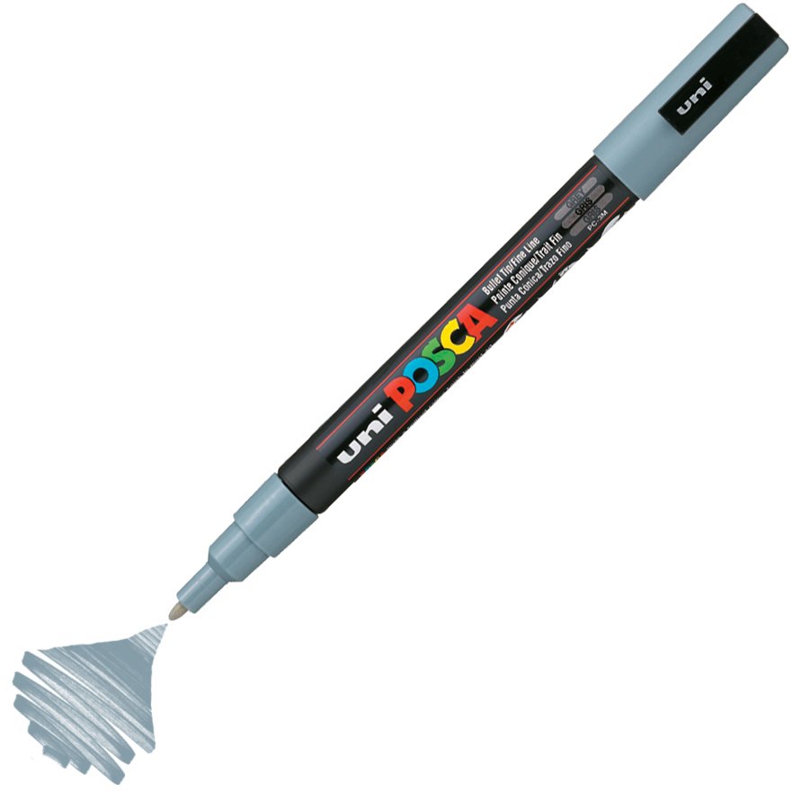 Uni Posca Marker Pc-3m Fine 0.9-1.3 Mm Grey