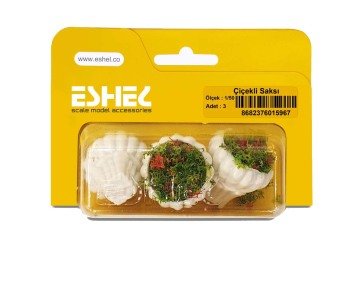 Eshel Maket Çiçekli Saksı 1/50 3lü