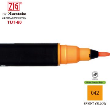 Zig Art&Graphic Twin Tut-80 Çift Uçlu Keçe Grafik Kalemi 42 Bright Yellow