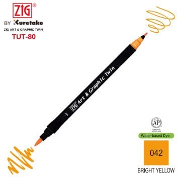 Zig Art&Graphic Twin Tut-80 Çift Uçlu Keçe Grafik Kalemi 42 Bright Yellow