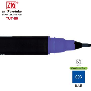 Zig Art&Graphic Twin Tut-80 Çift Uçlu Keçe Grafik Kalemi 03 Blue