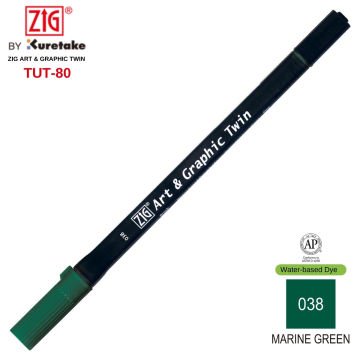 Zig Art&Graphic Twin Tut-80 Çift Uçlu Keçe Grafik Kalemi 038 Marine Green