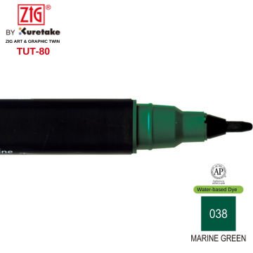 Zig Art&Graphic Twin Tut-80 Çift Uçlu Keçe Grafik Kalemi 038 Marine Green
